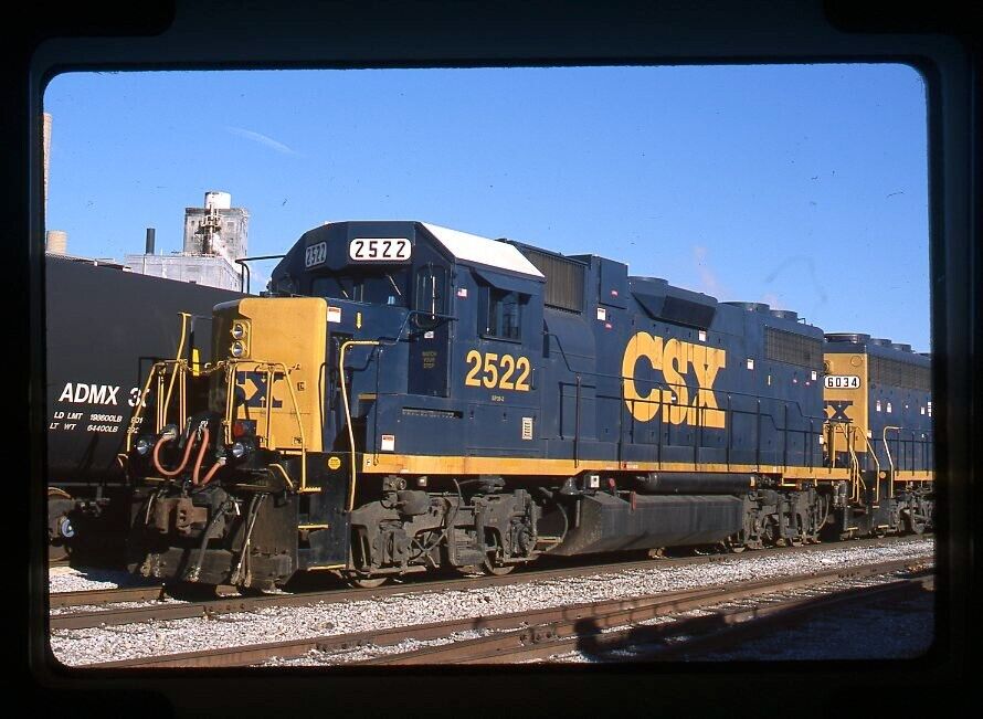 Original Railroad Slide CSX CSXT 2522 GP38-2 at Decatur, IL