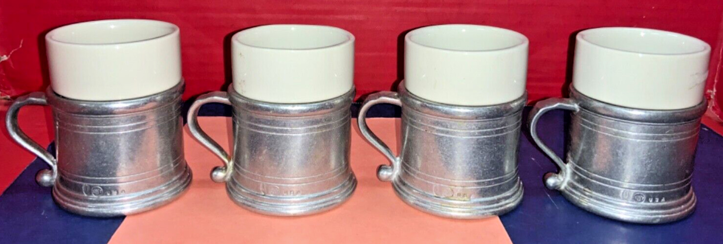 Vintage RWP Wilton Columbia Pa Armetale Coffee Mug Cup w/ Ceramic Insert - Lot 4