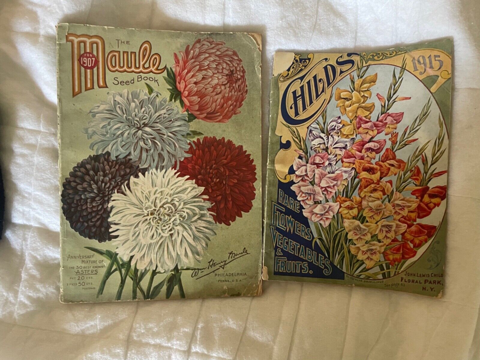Antique Original Seed Catalog Lot of Two From 1907/1915 Color Covers