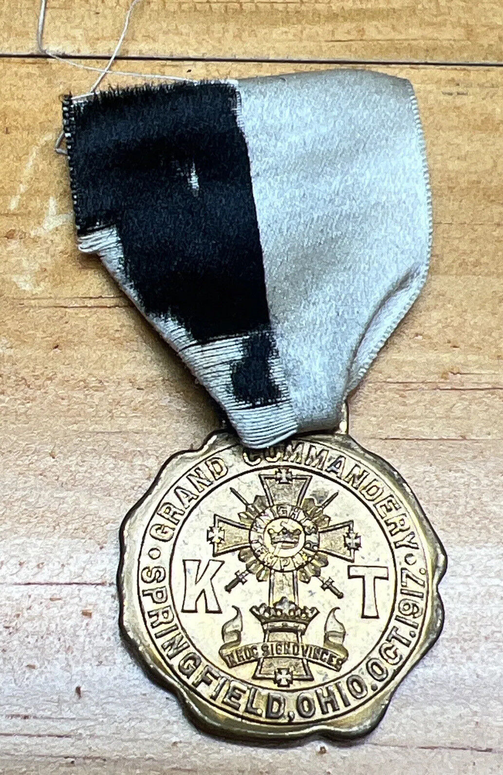 Vintage 1917 Knights Templar , Medal And Ribbon, Springfield Ohio Masonic Home