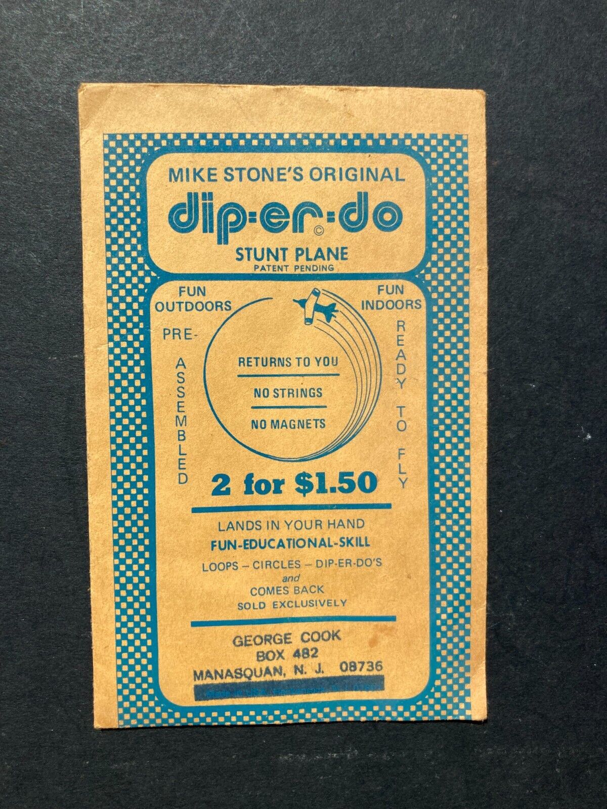 NEW Vintage Mike Stone\'s Diperdo Dip-Er-Do Brand Paper Stunt Plane