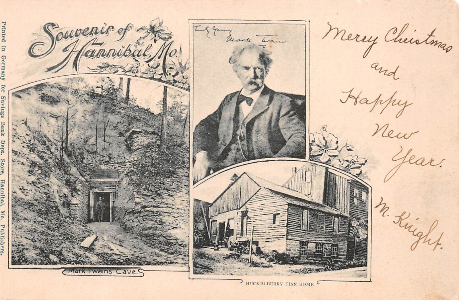 Souvenir of Hannibal Missouri Mark Twain Multi-View Dept Store c1907 Postcard