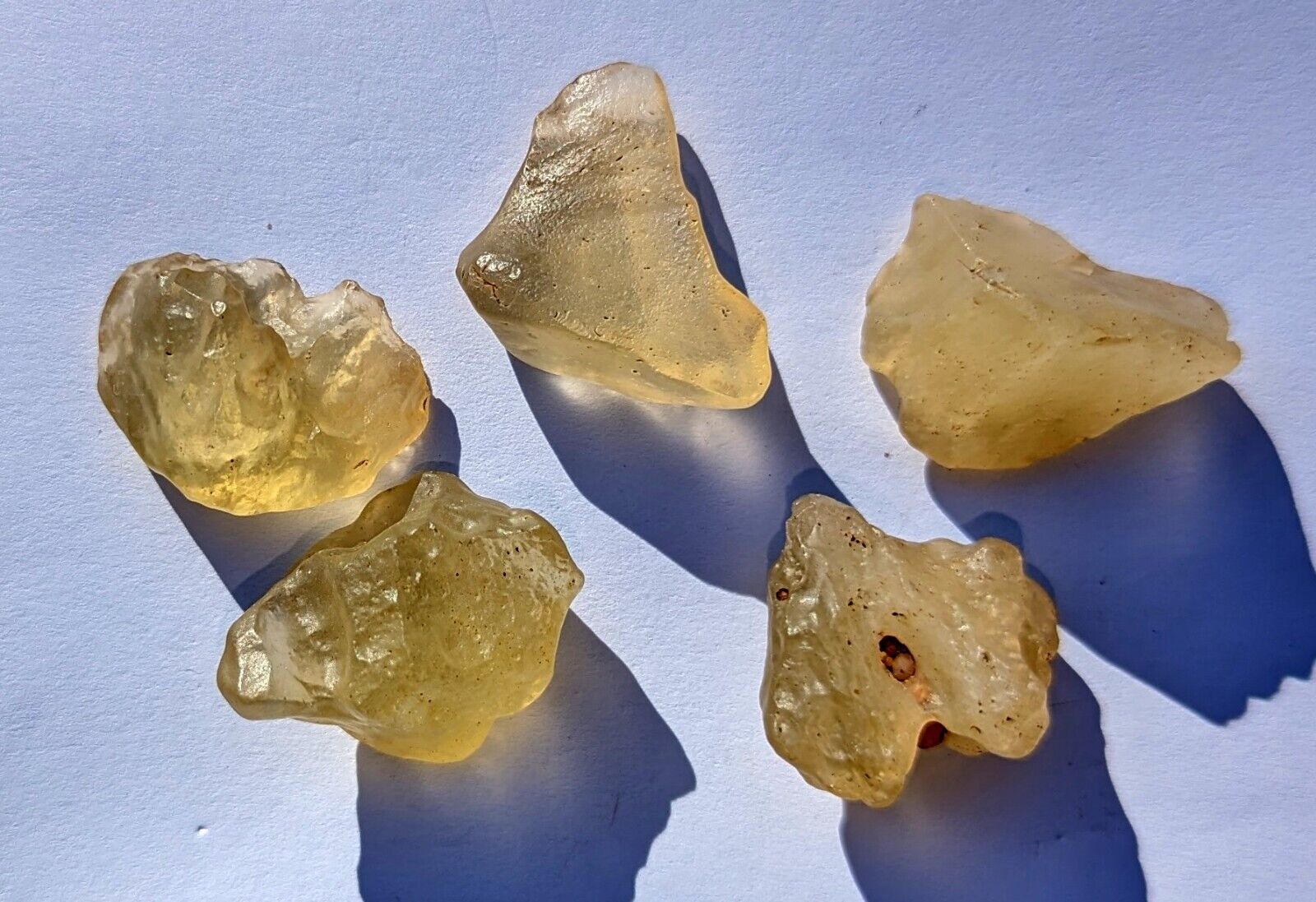 Libyan Desert Glass 5-Piece Lot (From SW Egypt), 25 grams total (Set B)