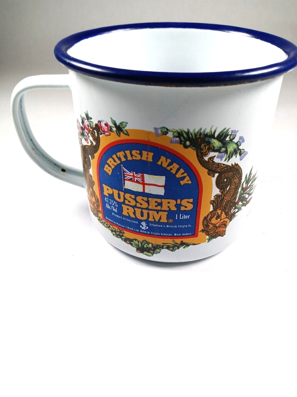 British Navy Pusser\'s Rum Enameled Tin Mug/Cup 3\