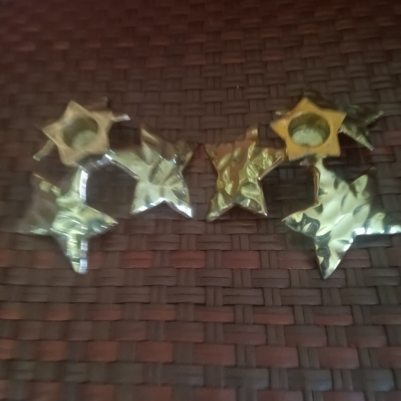 Pair of Brass Star Shape Chamber Candle Holders Tapers. Base 6X4\