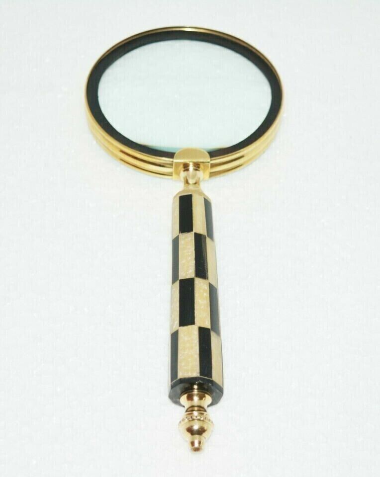 Vintage Maritime Brass Magnifying Glass Sturdy Resin Antique