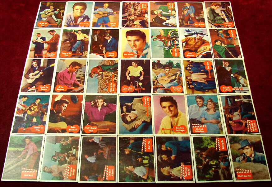 (35) DIFFERENT 1956 ELVIS PRESLEY BUBBLE GUM MUSIC & MOVIE TRADING CARDS