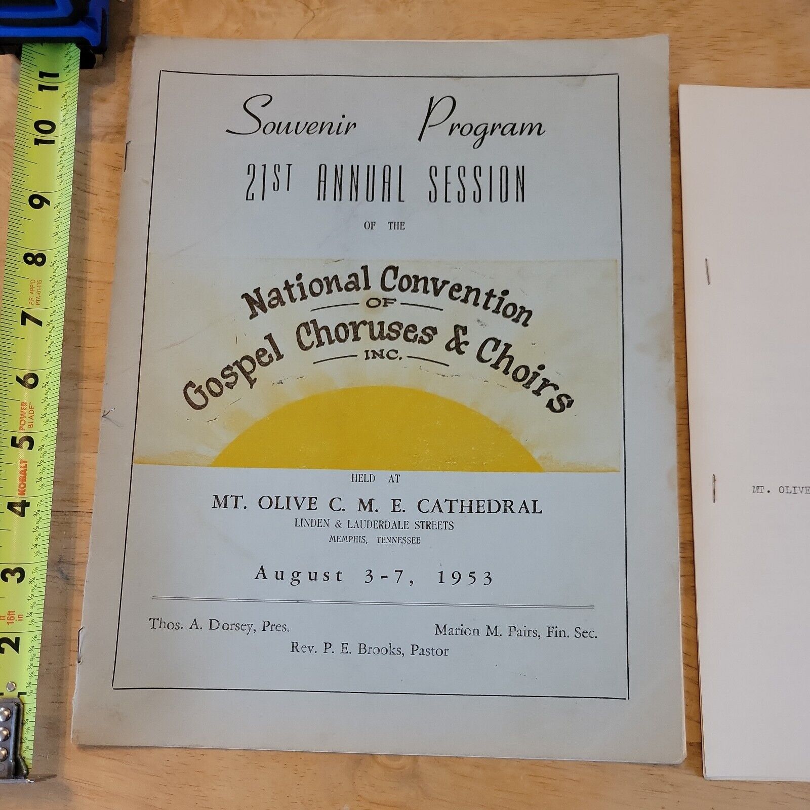 NATIONAL CONVENTION 21ST PROGRAM AFRICAN AMERICAN 1953 GOSPEL MT OLIVE CATHEDRAL