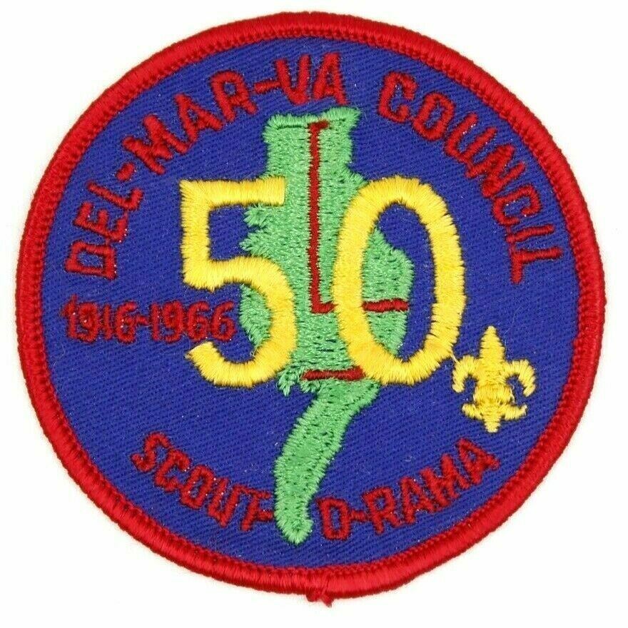 1966 Scout-O-Rama 50th Anniversary Del-Mar-Va Council Patch Boy Scouts BSA