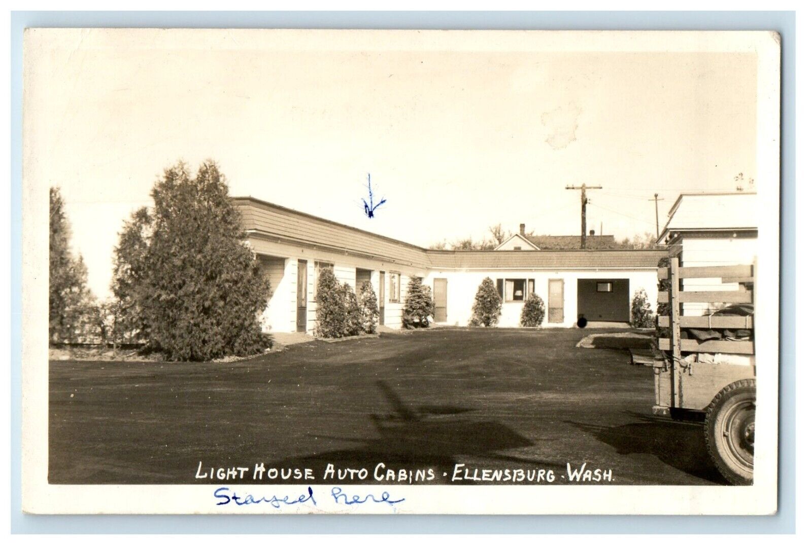 1947 Light House Auto Cabins Ellensburg WA Otter Rock OR RPPC Photo Postcard