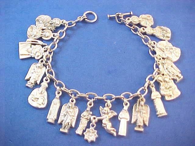 Custom Religious Catholic Saint Medal Charm Bracelet FIGURE Medals 8.5\