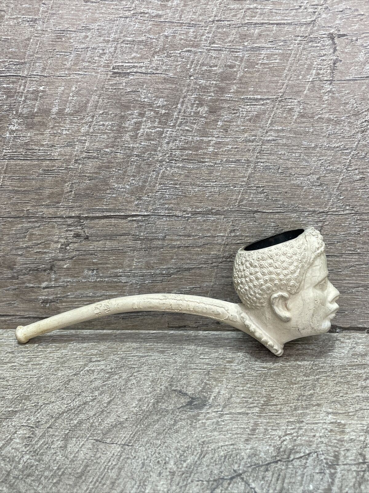 Antique French African Figure Clay Pipe Bon Fumeur Tobacco Americana Import 1920