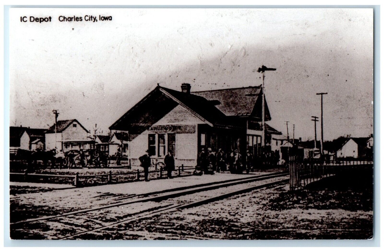 c1960 IC Charles City Iowa IA Railroad Train Depot Station RPPC Photo Postcard
