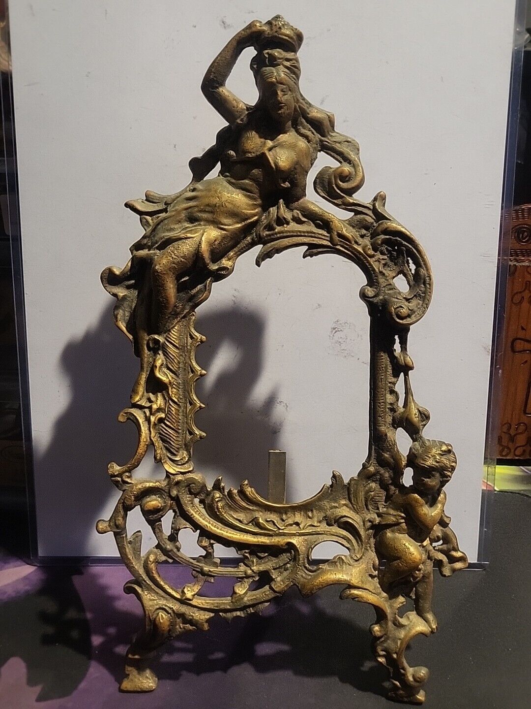 antique art nouveau Brass Picture Frame Rare Design