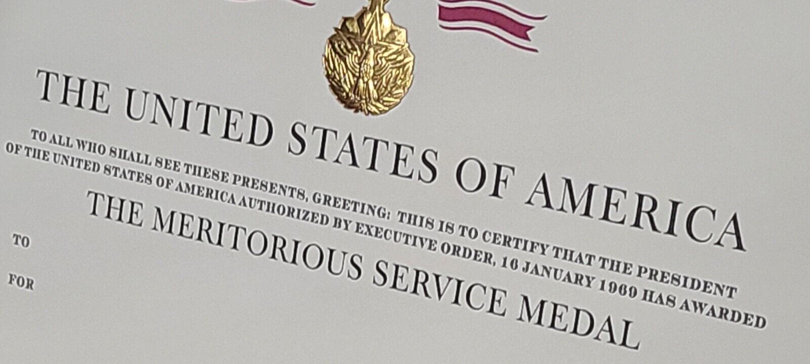 Original US Army Meritorious Service Medal Certificate (Original Issue).