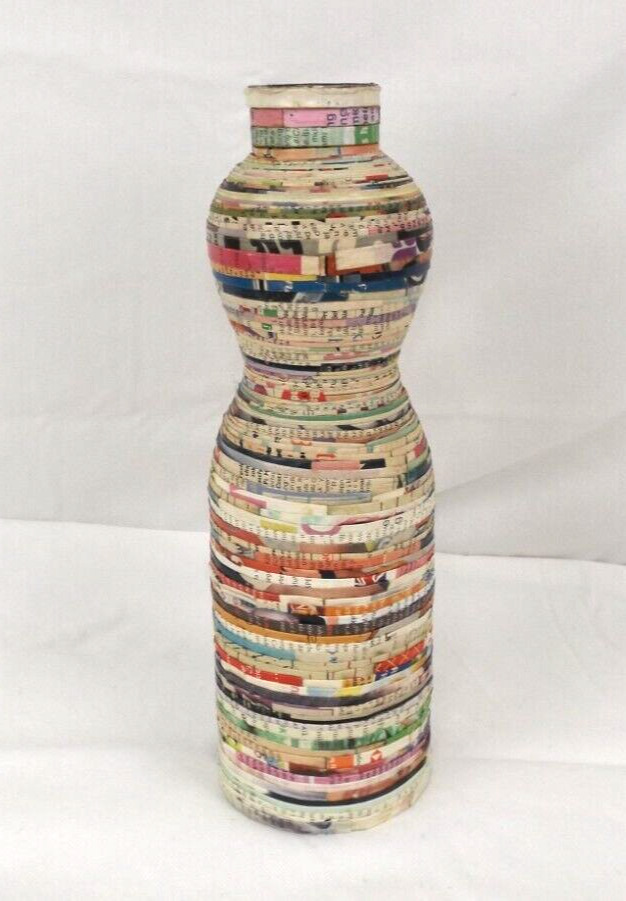 Recycled paper vase Magazine Newspaper 12.25 Inches
