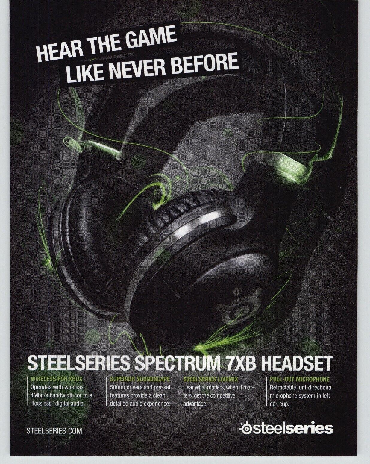 2012 Steelseries Spectrum 7XB Gaming Headset Promo Photo Magazine Print Ad 