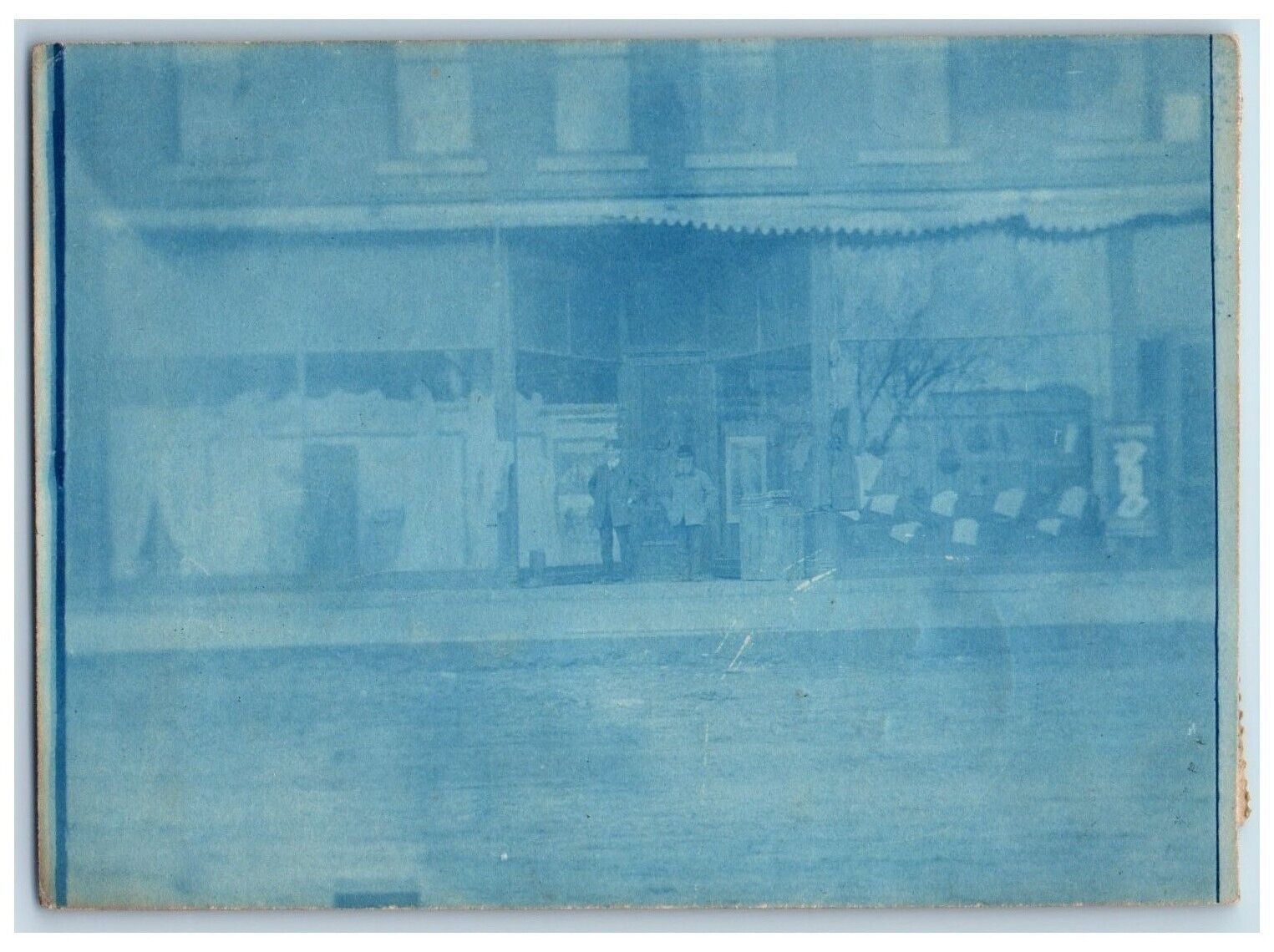 Greenfield Iowa IA Postcard RPPC Photo Main Street Store Cyanotype 1908 Antique
