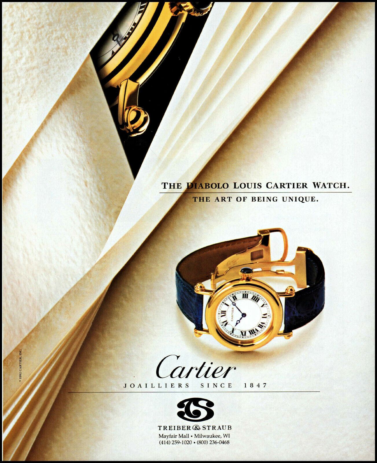 1993 Diabolo Louis Cartier Watch Treiber & Straub Milwaukee retro print ad ads1