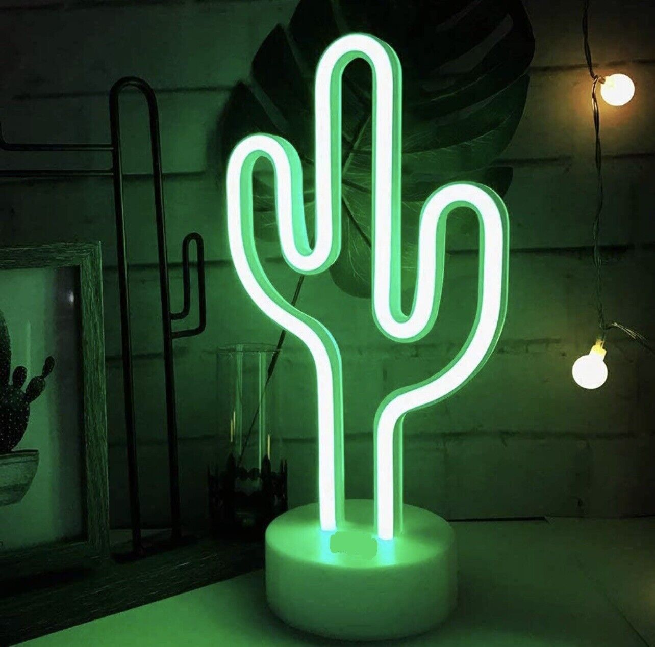 Green Cactus Neon Light Signs LED Cactus Neon Lights Night Lights Battery or Usb