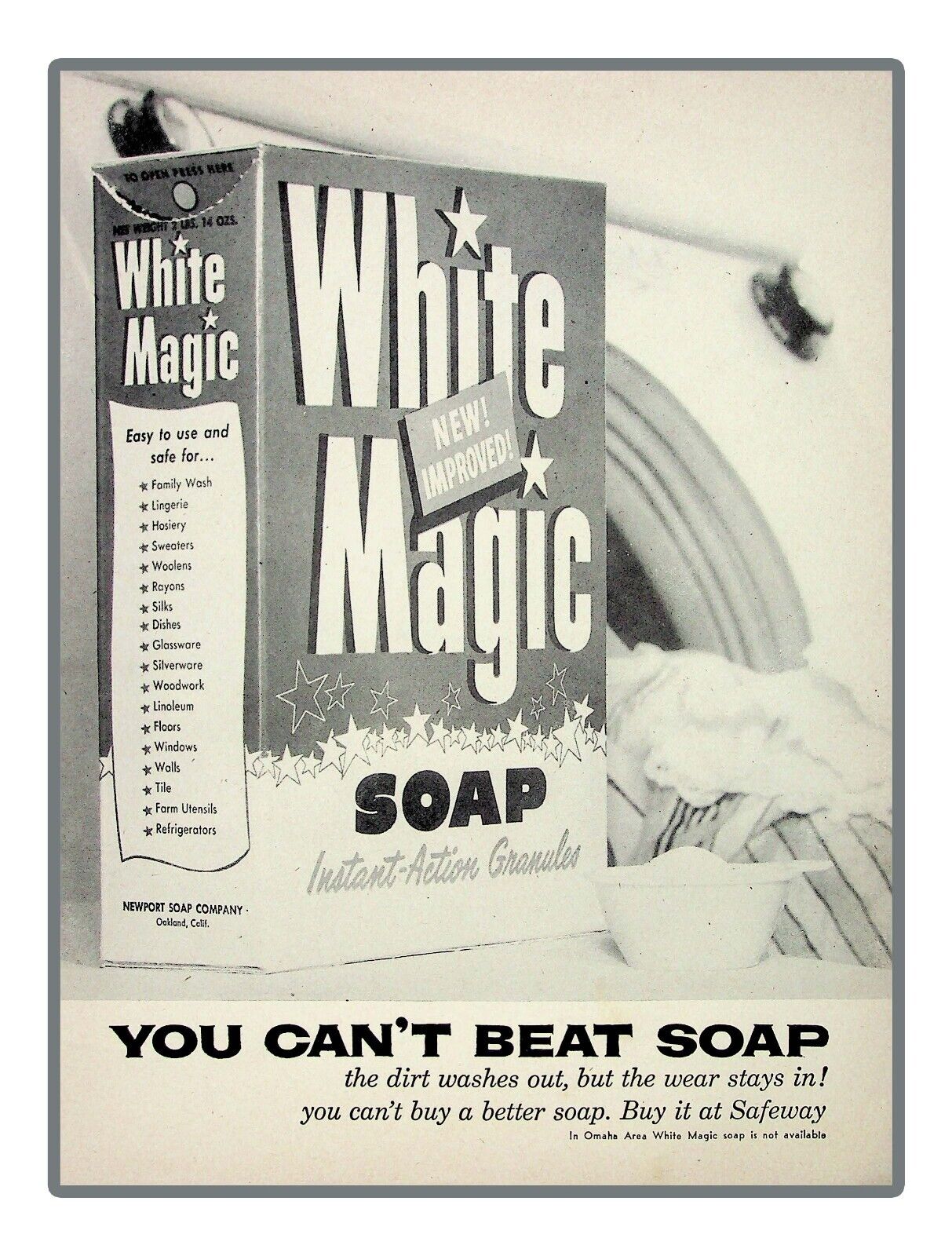 Vintage 1954 White Magic Soap Detergent Vintage Print Ad