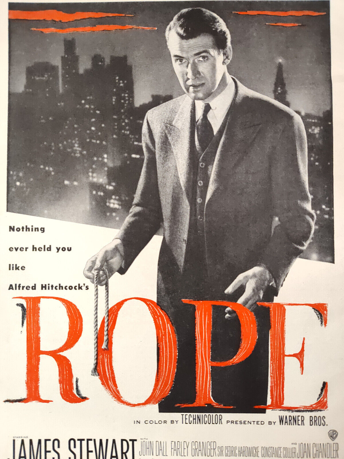 1948 Original Esquire Art RARE Advertisement ROPE Alfred Hitchcock Jimmy Stewart