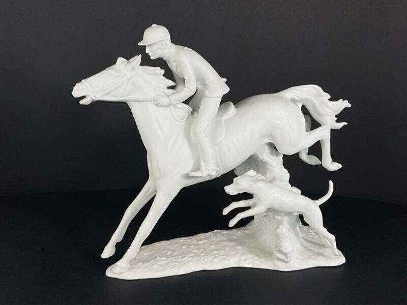 Very Rare Kaiser Bisque Fox Hunt Porcelain Figurine - Rider, Horse & Hound