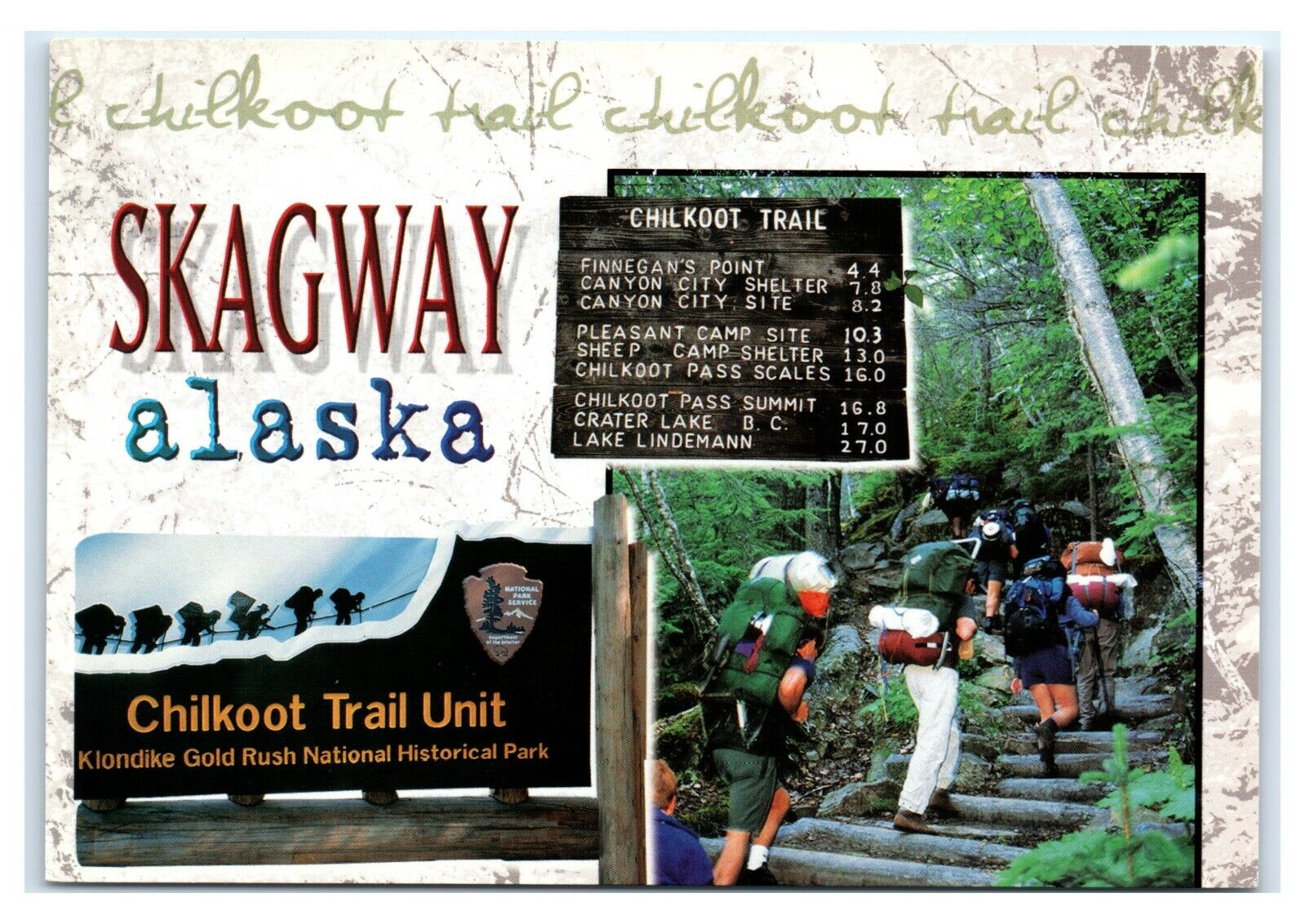 Postcard Chilkoot Trail, Skagway, Alaska AK Klondike Gold Rush ACE1782