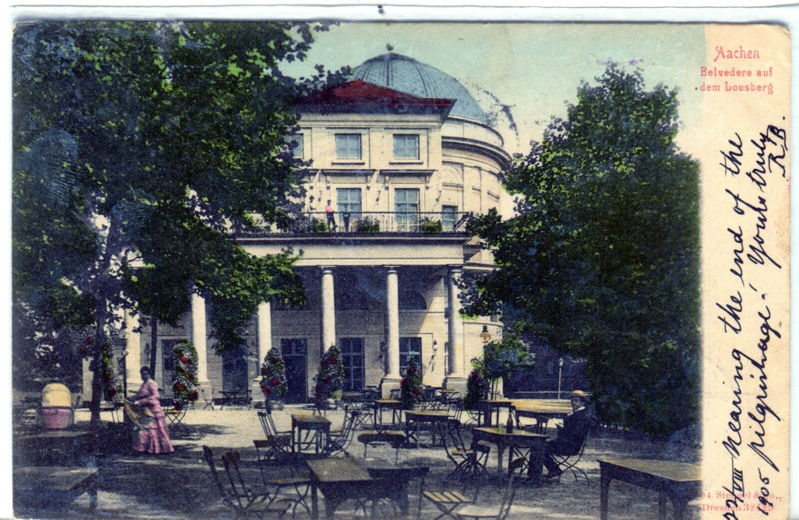 Germany AK Aachen Aachen 52070 - Belvedere auf dem Lousberg 1905 cover postcard