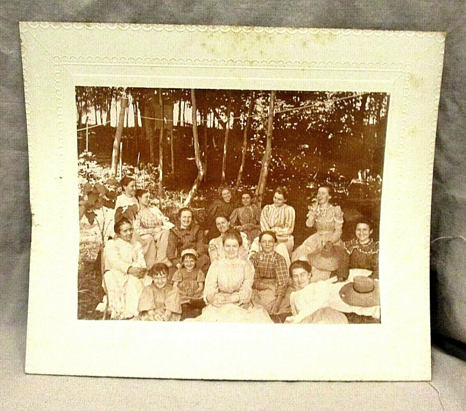 Antique Cabinet Photo CDV Large Group Of Relaxed Happy Women & Girls In Forest