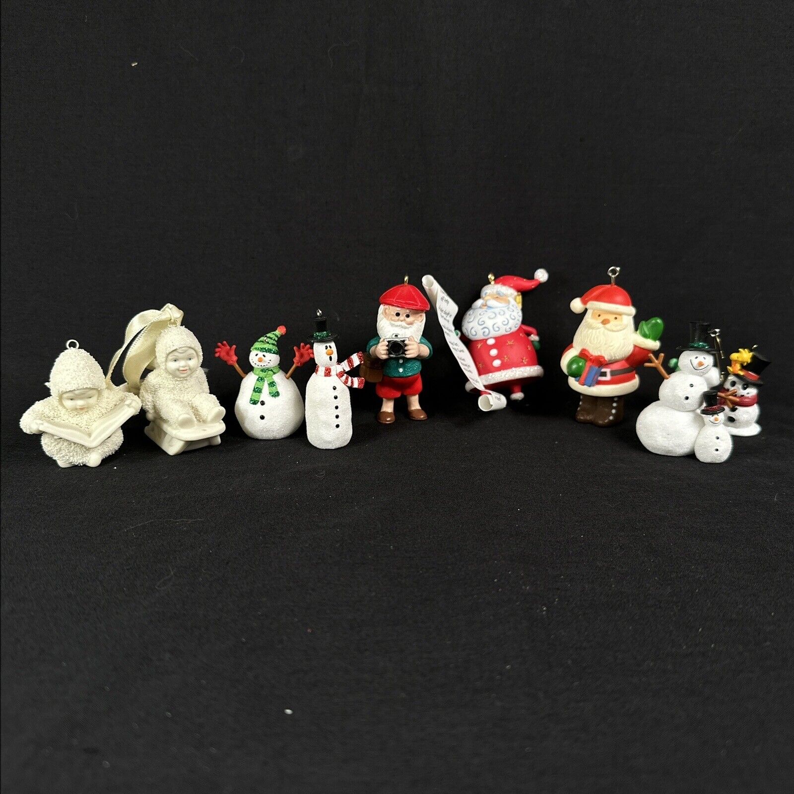 Hallmark Ornament Lot of 7 Santas & Snowmans + Two Snowbabies Christmas