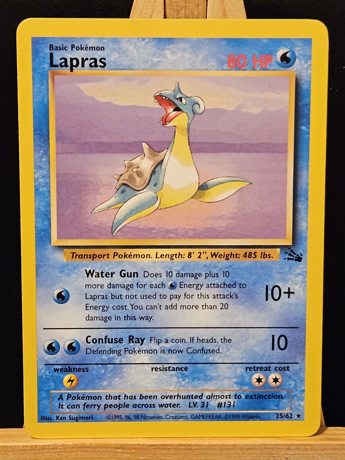 Pokemon Card Lapras 25/62 Non Holo Rare Fossil Set Original 1999 WOTC