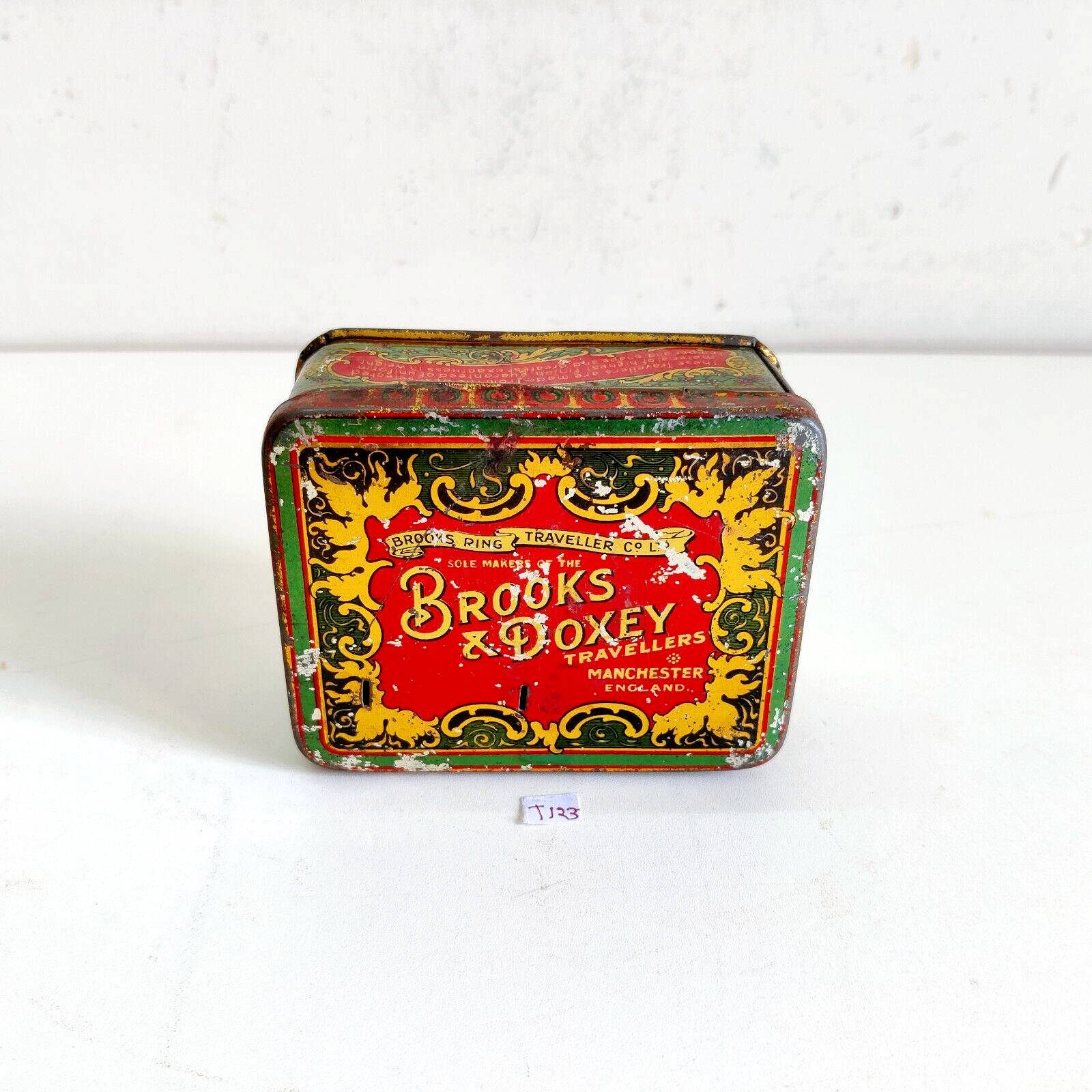 1940s Vintage Brooks & Doxey Travellers Advertising Litho Tin Box England T123