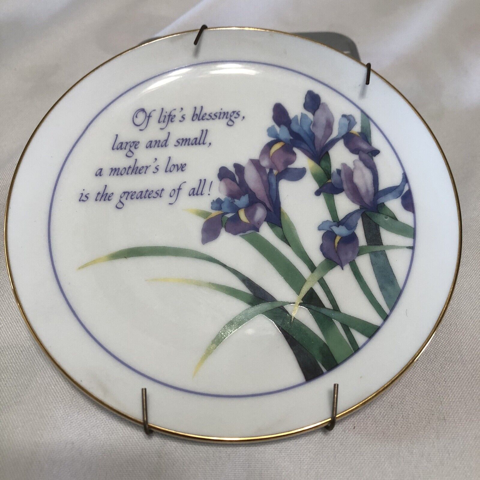 Plate A Mothers Love Lasting Memories American Greetings Fine Porcelain Gold Rim