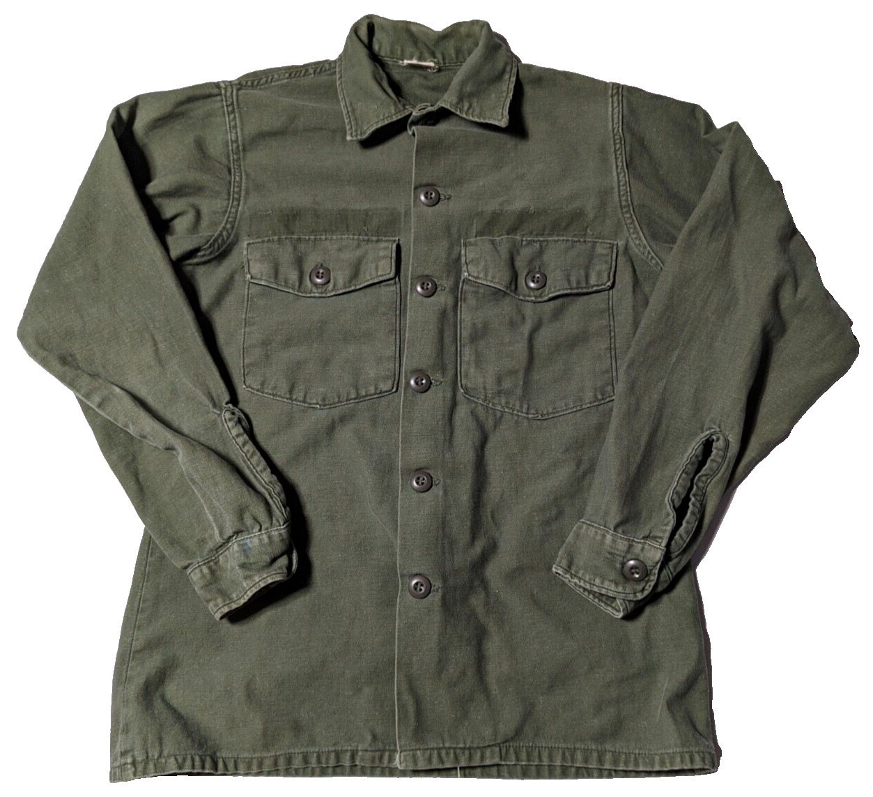 VTG 1971 Vietnam US Army OG-107 Sateen Shirt Men 14 1/2 X33  NSN 8405-781-8946