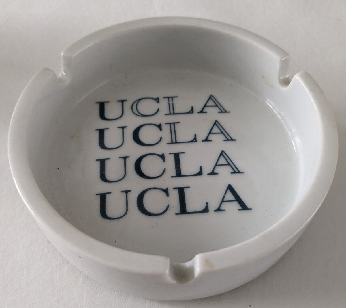 Vintage UCLA White Porcelain Ashtray, 4.25\