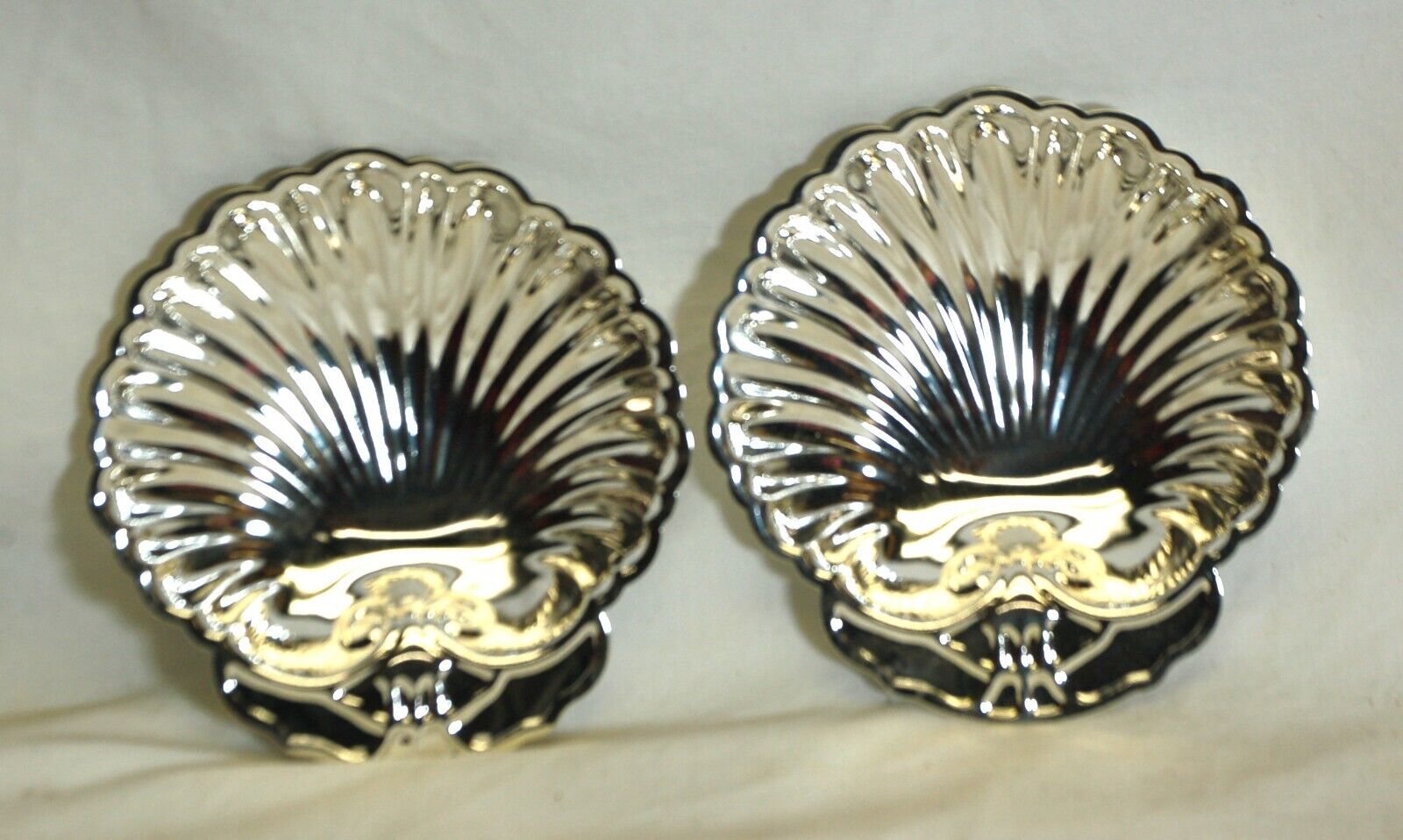 Silverplate Scalloped Shell Serving Dish Set of 2