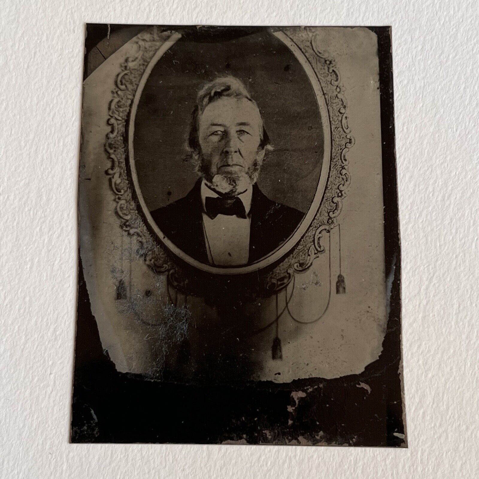 Antique Tintype Copy Of A CDV Photograph Odd Charming Mature Man Beard