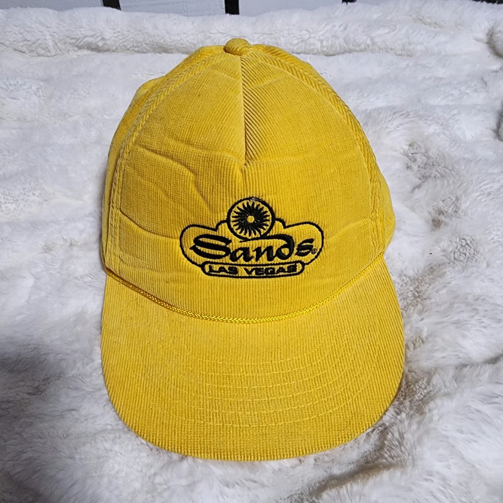 Sands Las Vegas Casino VTG Yellow Corduroy SnapBack Hat