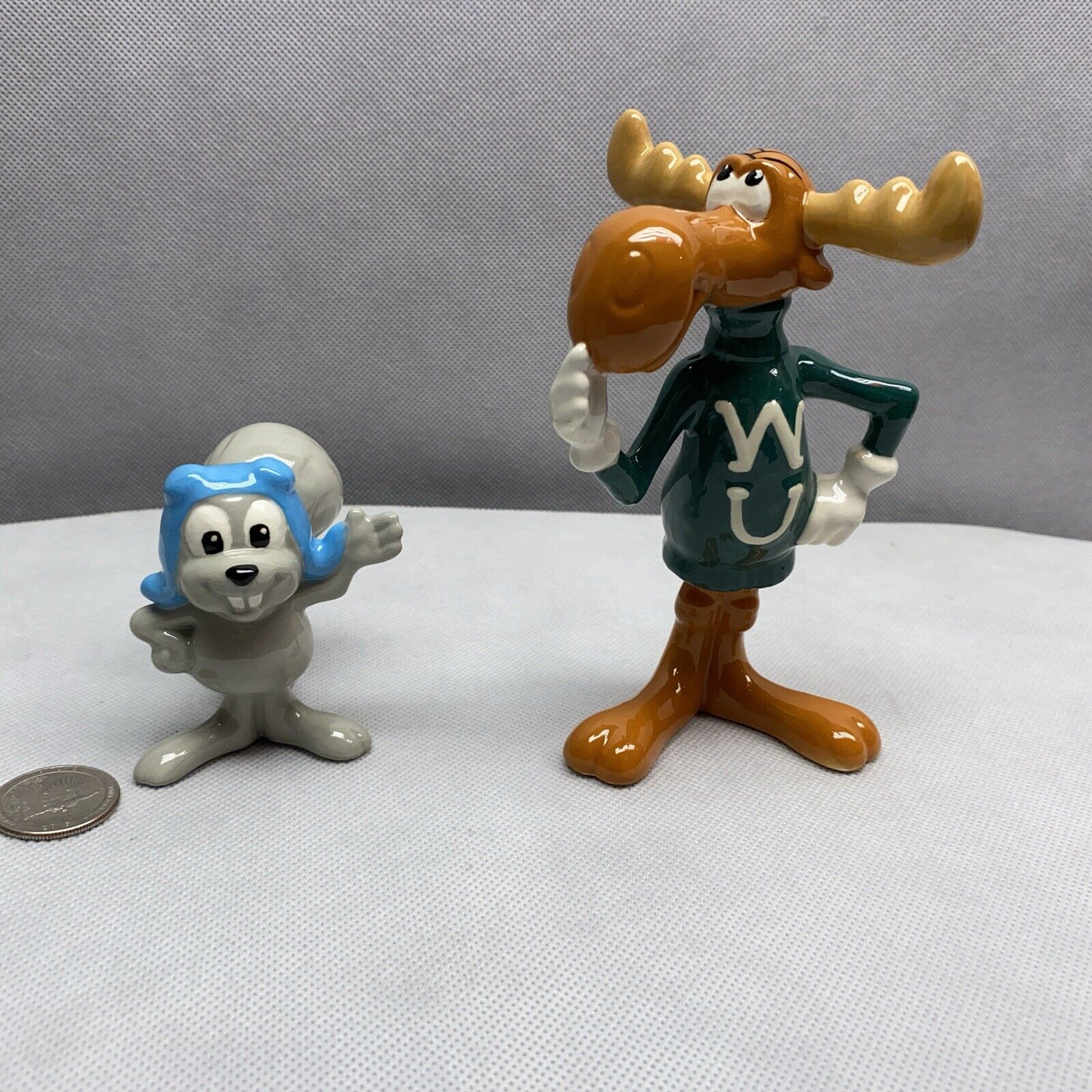 Rocky And Bowinkle Figurines T.M. &Co Ward Prod Set Of Two