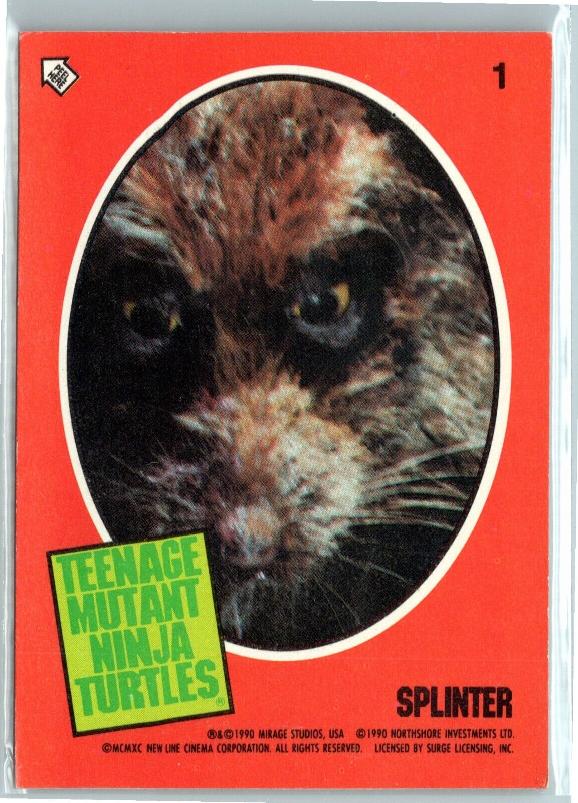 1990 Topps TMNT Ninja Turtles #1 Splinter Sticker Card