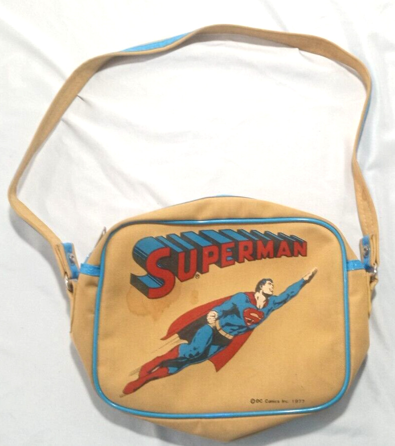 Vintage 1977 SUPERMAN DC Comics Canvas Tote Lunch Canvas Bag Taiwan (Stains)