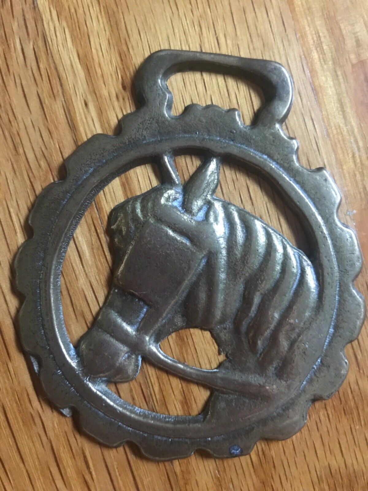 Vintage Brass Horse Saddle Medallion Harness Ornament