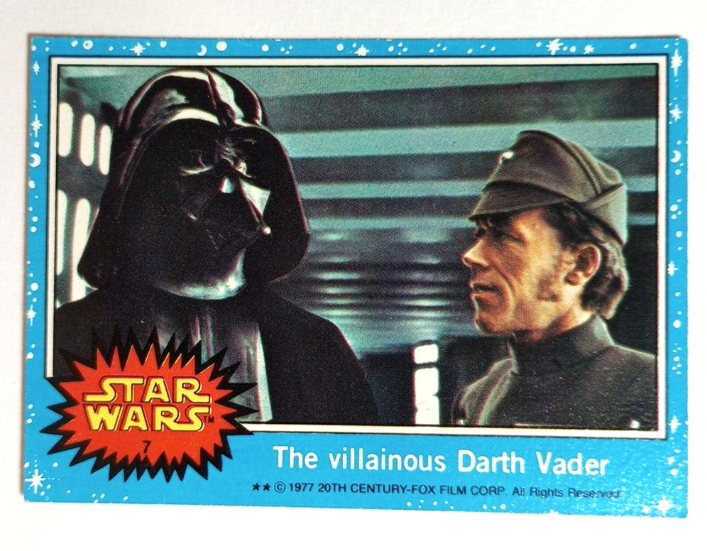 1977 Star Wars #7 The Villainous DARTH VADER  - Topps Blue Series 1