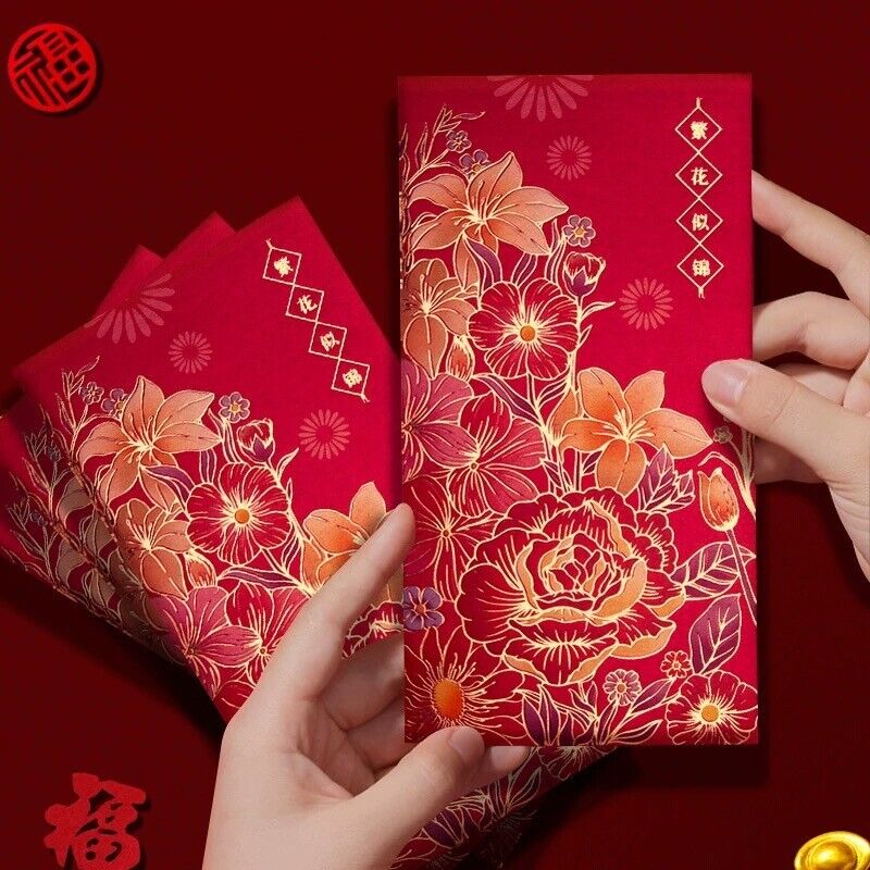 Pack of 12 Bless High-end New Year Gold Foil Red Envelope Wedding Birthday Gift