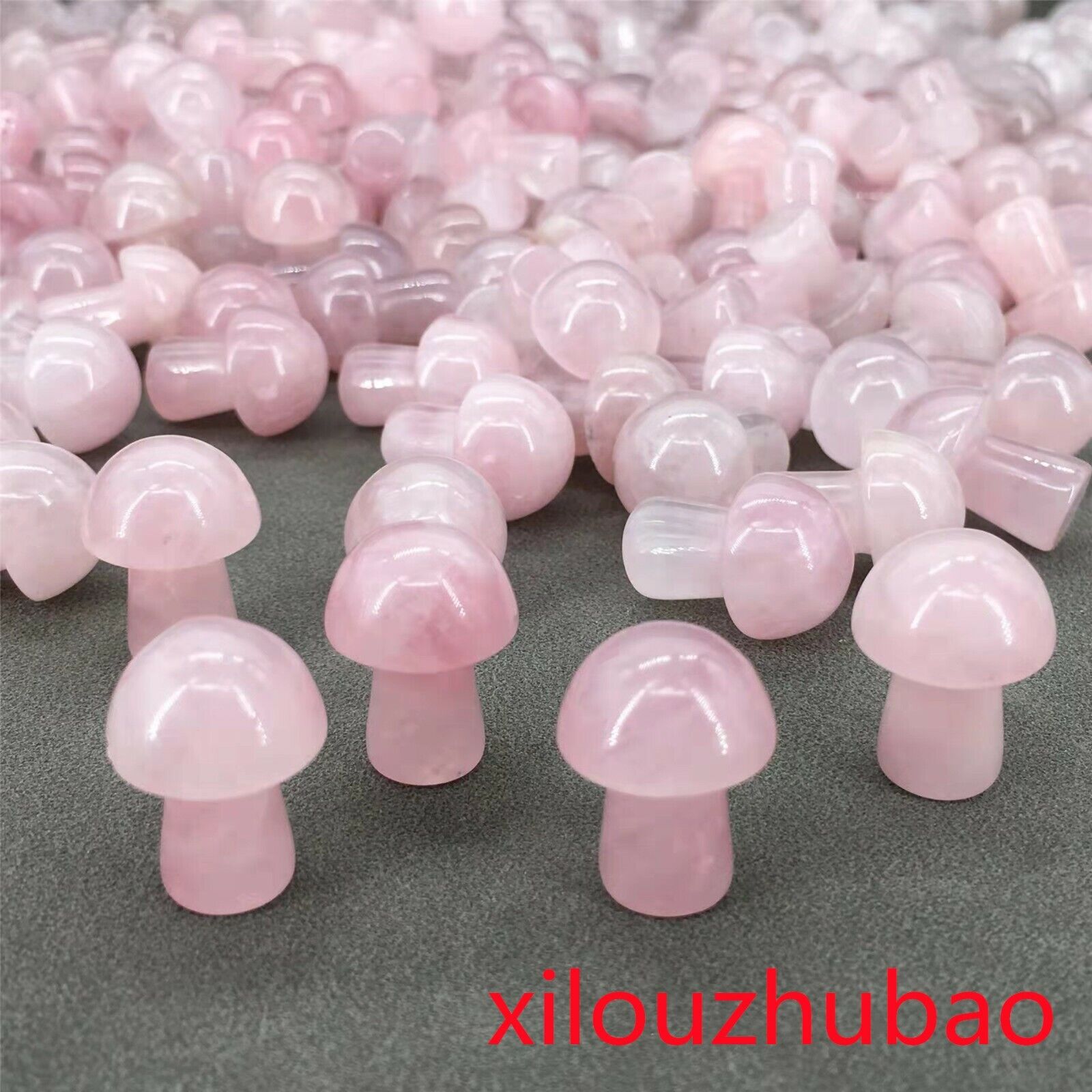 50PC Natural Pink roses Quartz Crystal Mushroom/Carved Reiki Healing