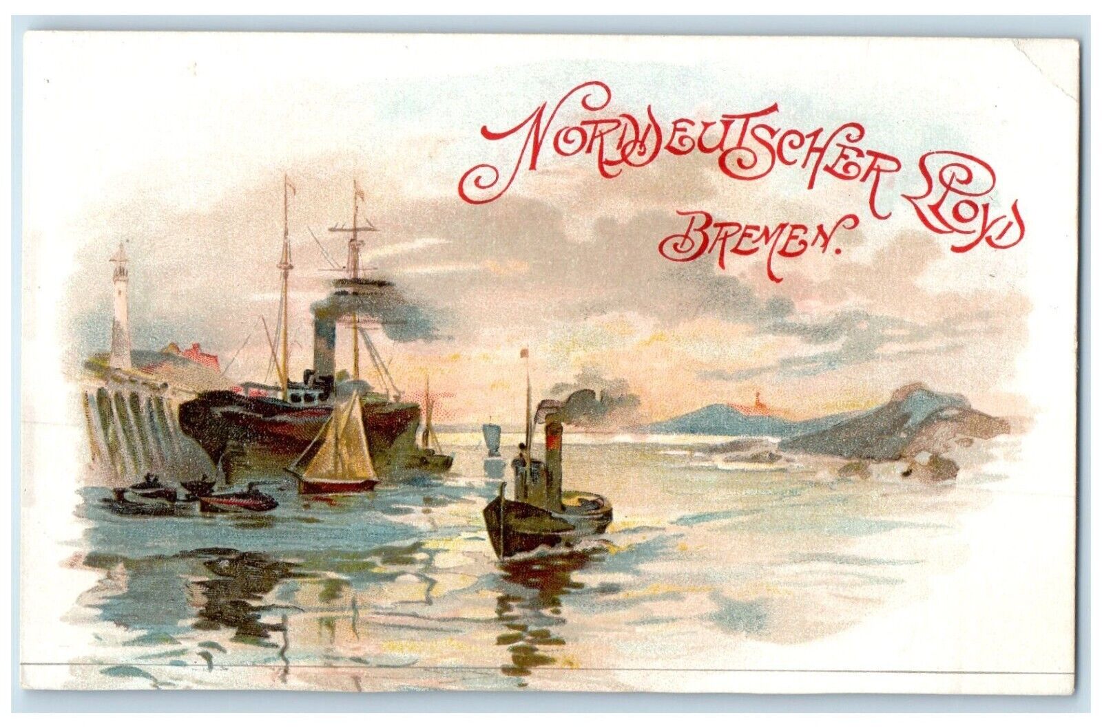 c1905 Norddeutscher Lloyd Steamer Ship Boat Bremen Germany Antique Postcard
