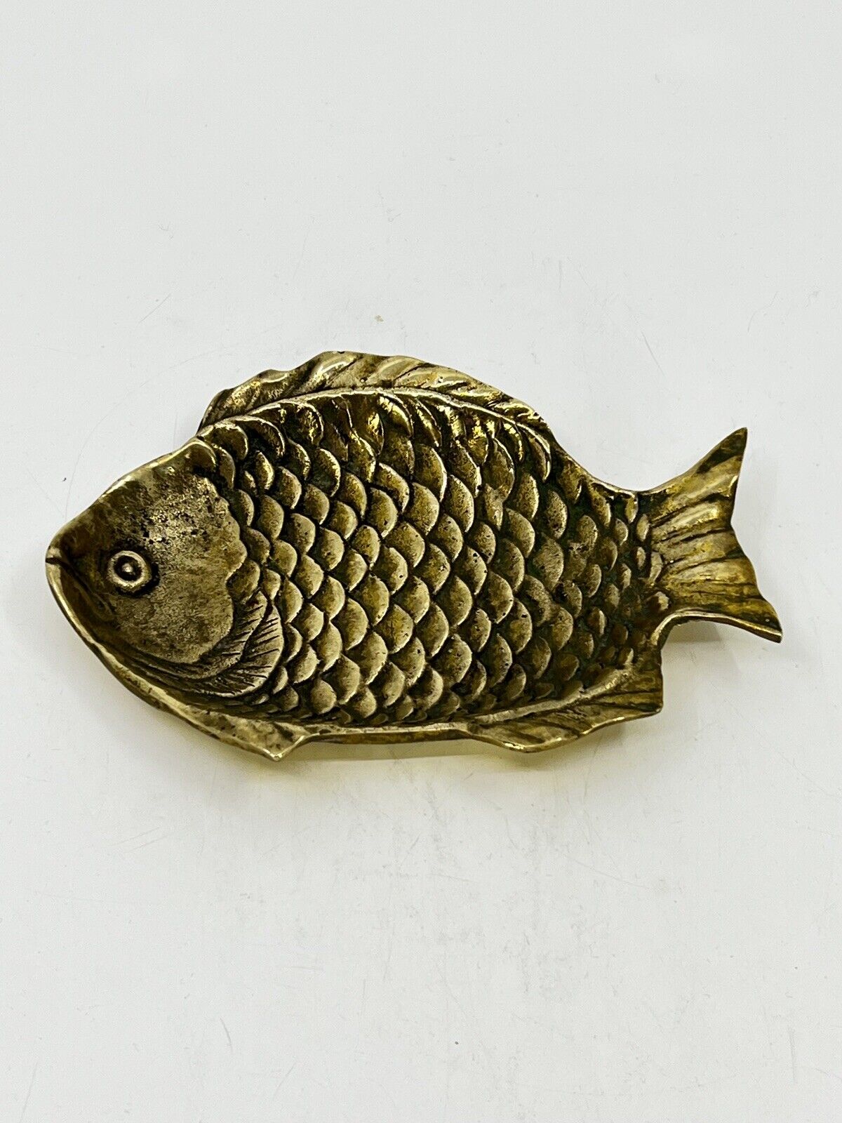 1960’s brass fish ashtray / Trinket dish 1960\'s Mid-century Modern Vintage GOLD