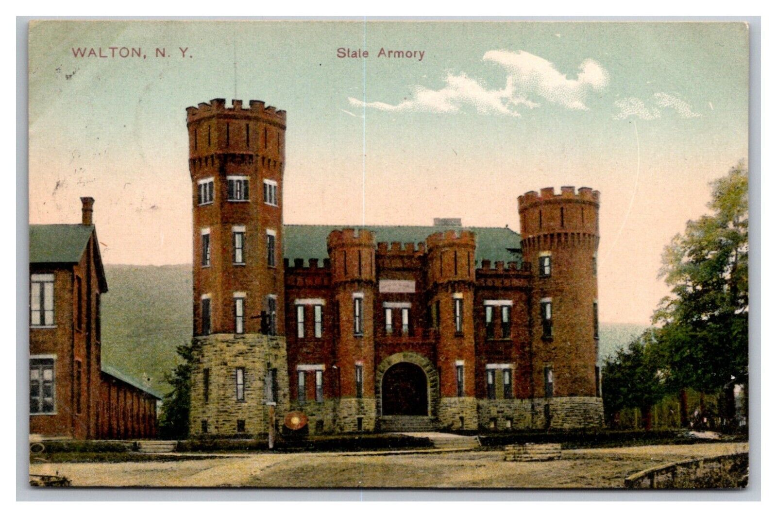 Postcard Walton New York State Armory Building