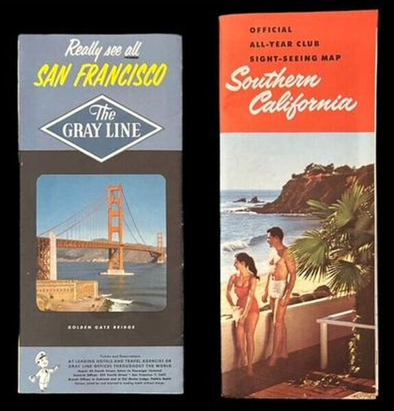 California Brochures Vintage 1950s Movie Star Map San Francisco Los Angeles Tour